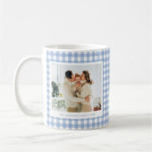 Blue Gingham Custom Photo Koffiemok (Links)