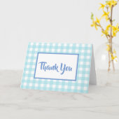 Blue Gingham dank u Kaart (Gele Bloem)