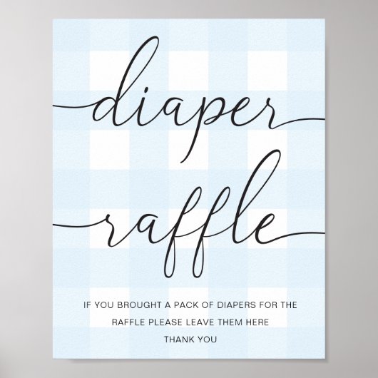 Blue Gingham Diaper Raffle Poster (Voorkant)