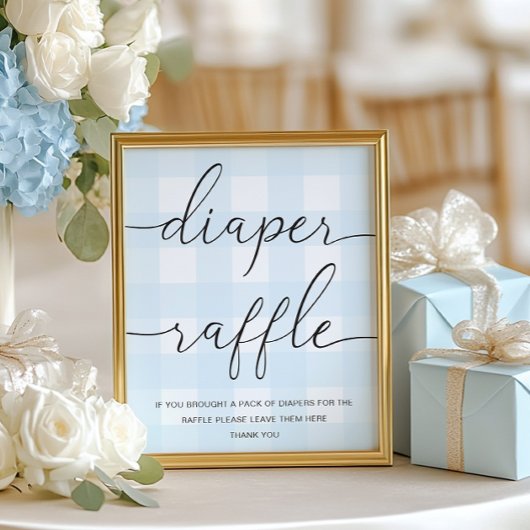 Blue Gingham Diaper Raffle Poster
