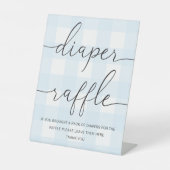 Blue Gingham Diaper Raffle Reclamebord Met Voetstuk (Voorkant)