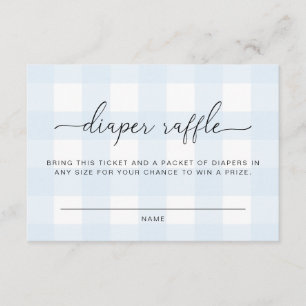 Blue Gingham Diaper Raffle Ticket Informatiekaartje