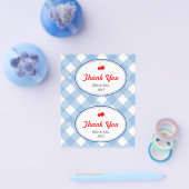 Blue gingham diy bruiloft cadeautas hang label op flyer (Enkel)