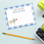 Blue Gingham Dog met Bow Kinder aangepaste lunchbo Post-it® Notes