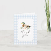 Blue Gingham Duck Baby shower Bedankkaart (Voorkant)