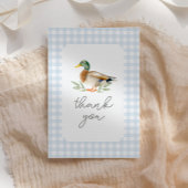 Blue Gingham Duck Baby shower Bedankkaart