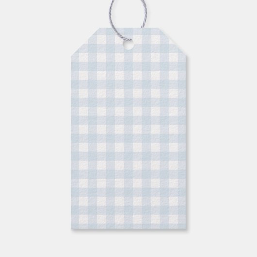 Blue Gingham Duck Baby shower Cadeaulabel (Achterkant)