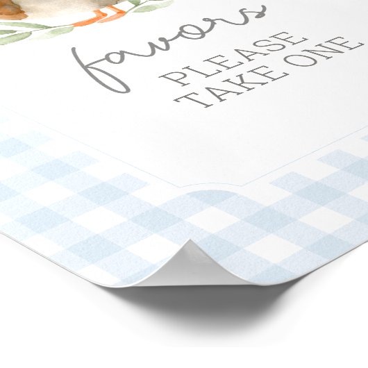Blue Gingham Duck Baby shower Favors Sign Poster (Hoek)