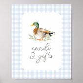 Blue Gingham Duck Baby shower Kaarten en geschenke Poster (Voorkant)