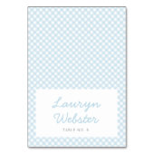 Blue gingham eenvoudige jongen baby shower plaats kaart (Voorkant)
