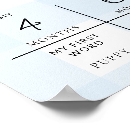 Blue Gingham Eerste Verjaardag Foto Milestone Poster (Hoek)