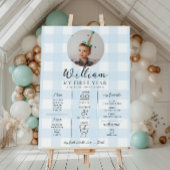 Blue Gingham eerste verjaardag mijlpaal tijdlijn Poster