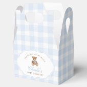 Blue Gingham Elegant Teddy Bear Baby Shower Bedankdoosjes (Geopend)