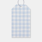 Blue Gingham Elegant Teddy Bear Baby Shower Cadeaulabel (Achterkant)
