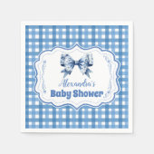 Blue Gingham en Bow Baby shower Servet (Voorkant)