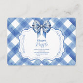 Blue Gingham en Bow Raffle Diapper Informatiekaartje (Voorkant)