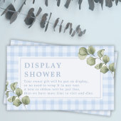 Blue Gingham en Green Boy Baby Display Douche Informatiekaartje