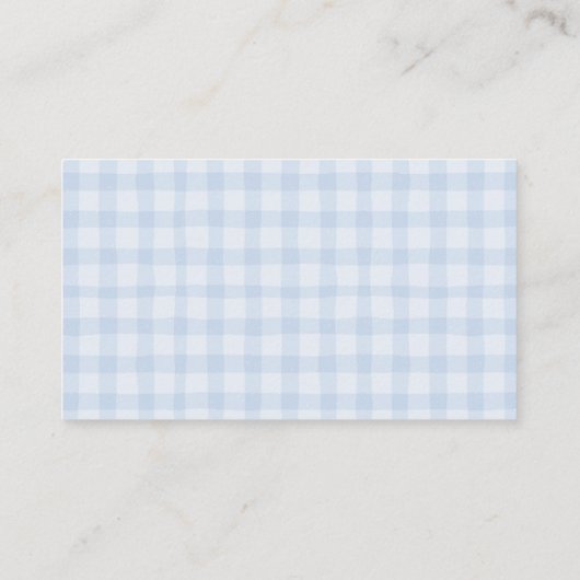 Blue Gingham en Green Boy Baby Display Douche Informatiekaartje (Achterkant)