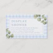 Blue Gingham en Green Boy Baby Display Douche Informatiekaartje (Voorkant)