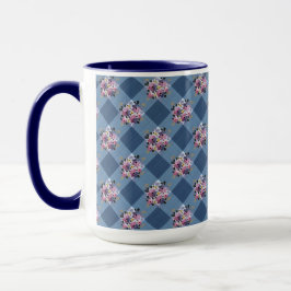 Blue Gingham en Paarse Blue Floral Country Mok
