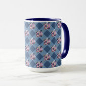 Blue Gingham en Paarse Blue Floral Country Mok (Voorkant rechts)