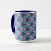 Blue Gingham en Paarse Blue Floral Country Mok (Voorkant links)