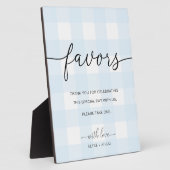 Blue Gingham Favors Sign Fotoplaat (Zijkant)
