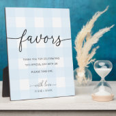 Blue Gingham Favors Sign Fotoplaat (Zijkant)