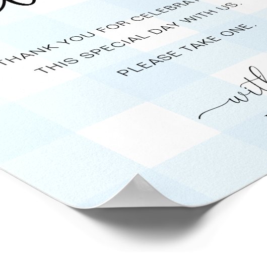 Blue Gingham Favors Sign Poster (Hoek)