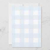 Blue Gingham First Birthday Invitation Kaart (Achterkant)