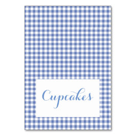 blue gingham Food Tent Cards Kaart