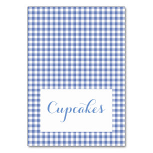 blue gingham Food Tent Cards Kaart