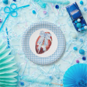 Blue Gingham Football Borden Papieren Bordje (Feest)