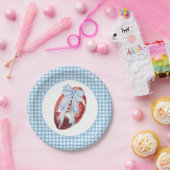 Blue Gingham Football Borden Papieren Bordje (Feest)