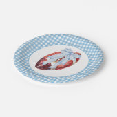 Blue Gingham Football Borden Papieren Bordje (Gekanteld)