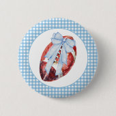 Blue Gingham Football lint Ronde Button 5,7 Cm (Voorkant)