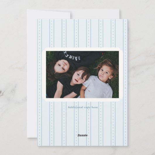 Blue Gingham Foto Kerst Kaarten Monogram Krans (Achterkant)