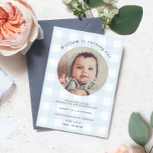 Blue Gingham Foto Verjaardag