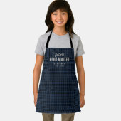 Blue gingham future grill master gepersonaliseerd schort (Insitu)