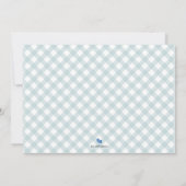 Blue Gingham Geboorte Aankondiging Fotokaart (Achterkant)