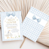 Blue Gingham Gekke Goose Baby shower Kaart
