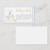 Blue Gingham Gekke Goose BabyShower Boeken voor Ba Informatiekaartje (Voorkant / Achterkant)