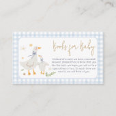Blue Gingham Gekke Goose BabyShower Boeken voor Ba Informatiekaartje (Voorkant)