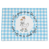 Blue Gingham Gekke Goose Groot Cadeauzakje (Voorkant)