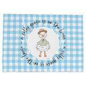 Blue Gingham Gekke Goose Groot Cadeauzakje (Achterkant)