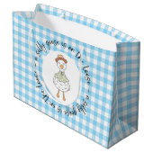 Blue Gingham Gekke Goose Groot Cadeauzakje (Achterkant Gekanteld)