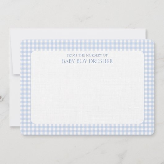 Blue Gingham gepersonaliseerd Notitiekaartje (Voorkant)