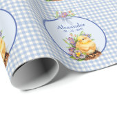 Blue Gingham gepersonaliseerde jongens verjaardag Cadeaupapier (Rol Hoek)
