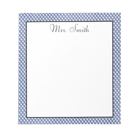 Blue Gingham geruit Notitieblok (Voorkant)