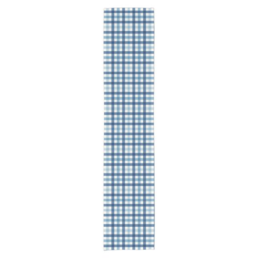 Blue Gingham geruit patroon Korte Tafelloper (Voorkant)